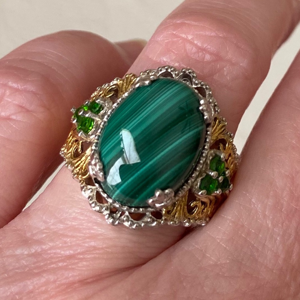 Malachite and Chrome Diopside ring